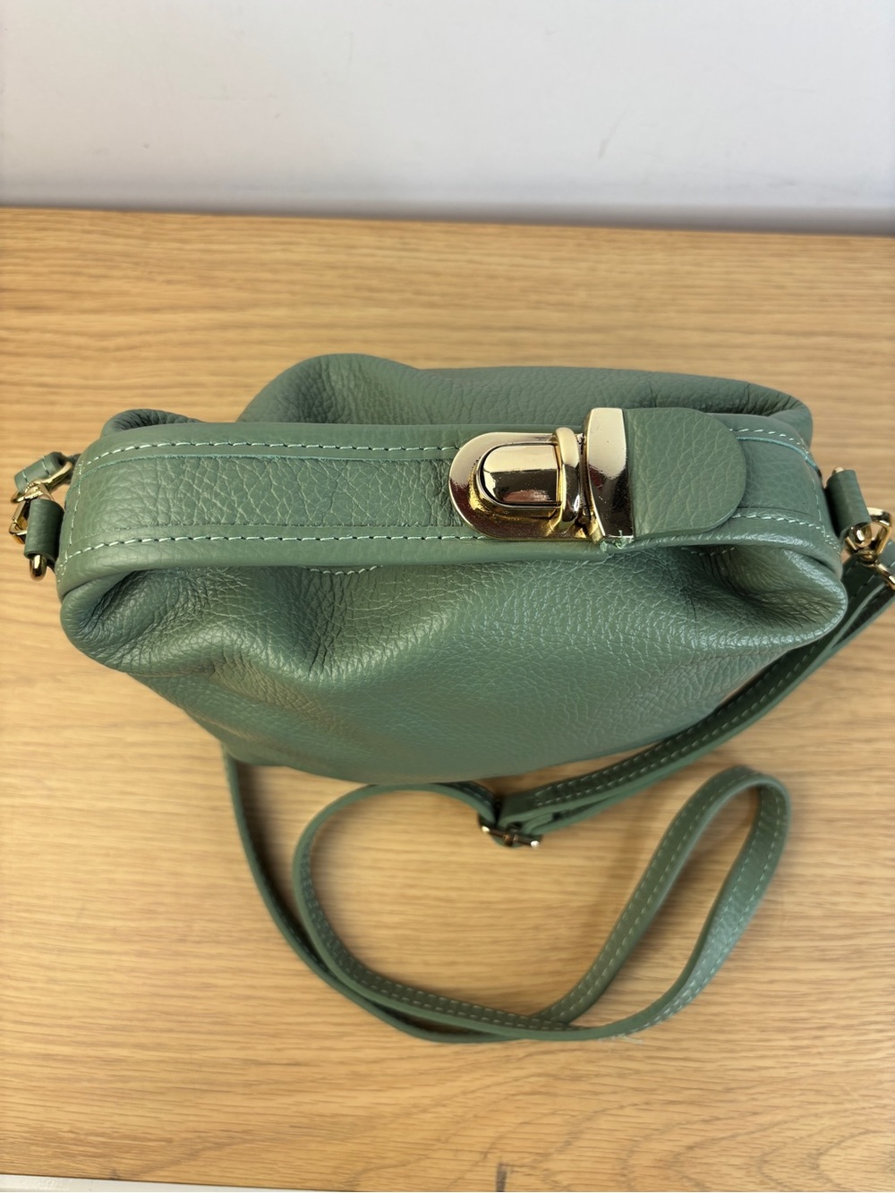 Borse in Pelle (Italian -Genuine Pebbled Leather) in Sage Green Soft - Picture 2 of 13